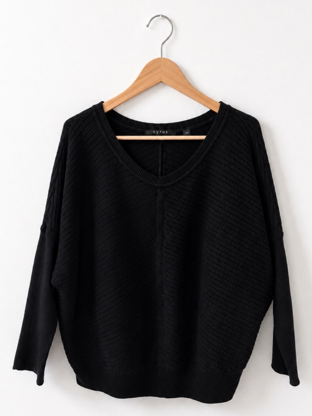 Cyrus Black Ribbed Dolman Sweater – Size Medium